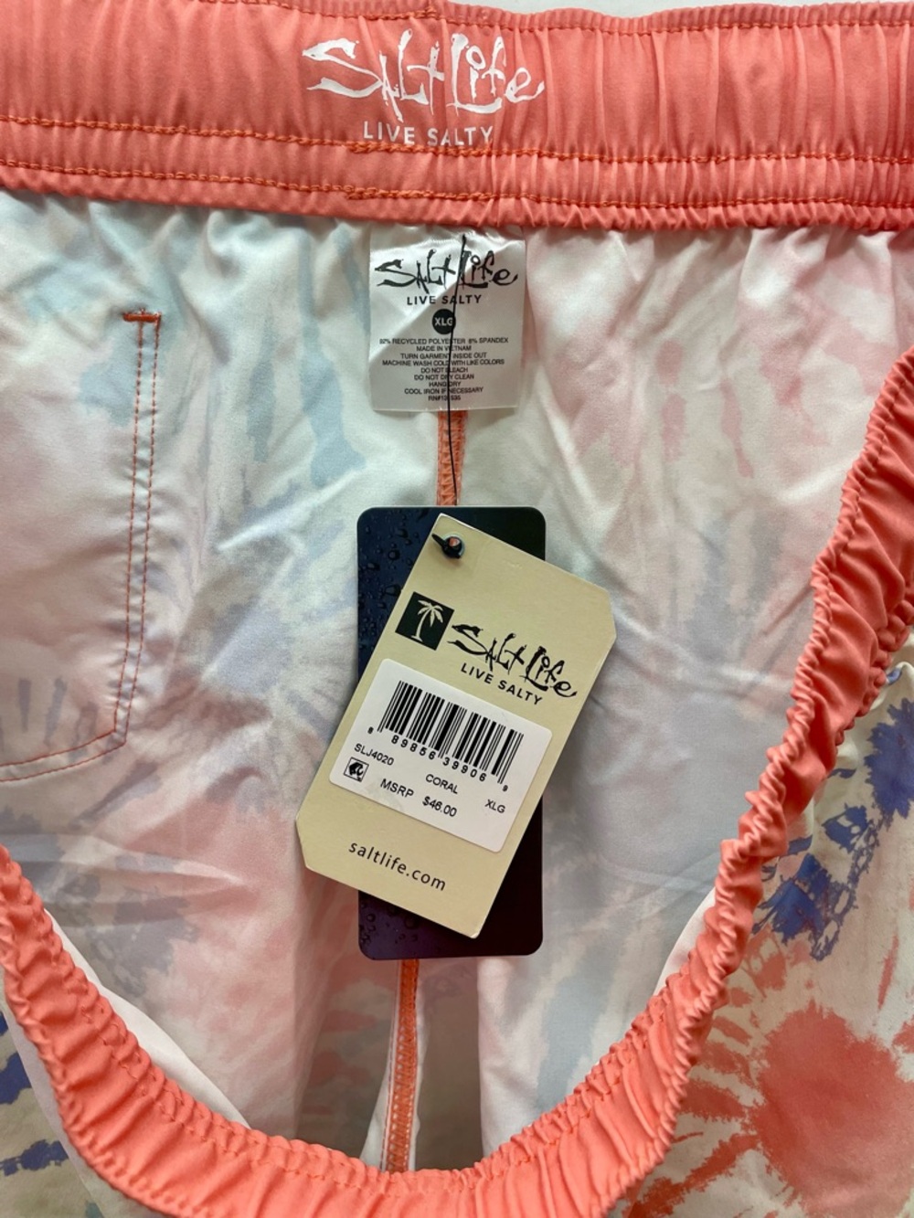 Salt Life Coral Tie-Dye Junior/Women's Athletic Unlined Swim Shorts - Picture 6 of 7